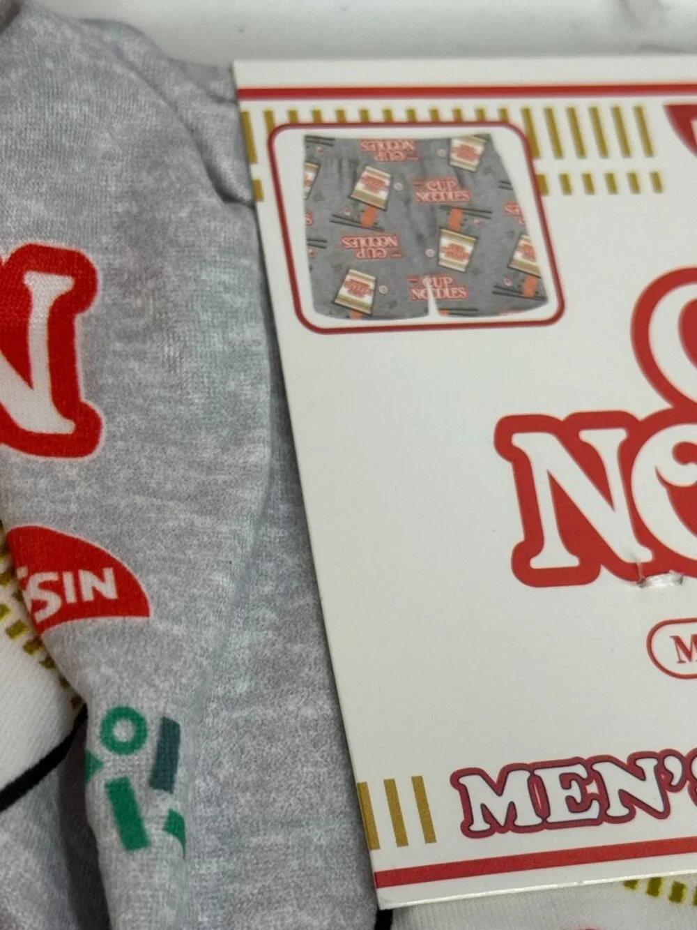 Cup Noodles Lounge Shorts Men XL Gray Ramen Print Pajama Shorts